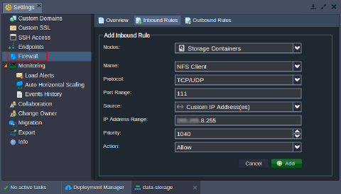 Image 43: configure firewall rules via UI
