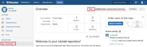 Image 25: Bitbucket copy GIT link