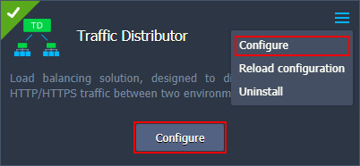 Image 46: Traffic Distributor reconfigure button